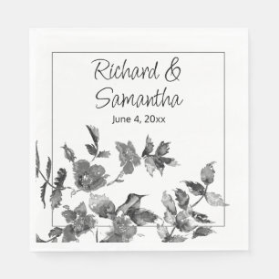 Serviette En Papier Moderne minimaliste noir rose d'aquarelle