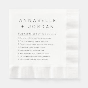 Serviette En Papier Moderne minimaliste personnalisé mariage faits amu