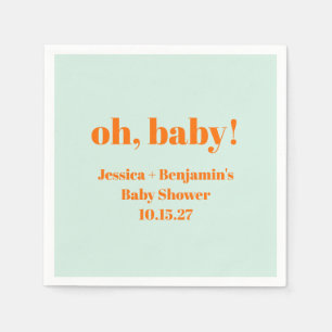 Serviette En Papier Moderne Mint Mint Orange Baby shower Nom personnal