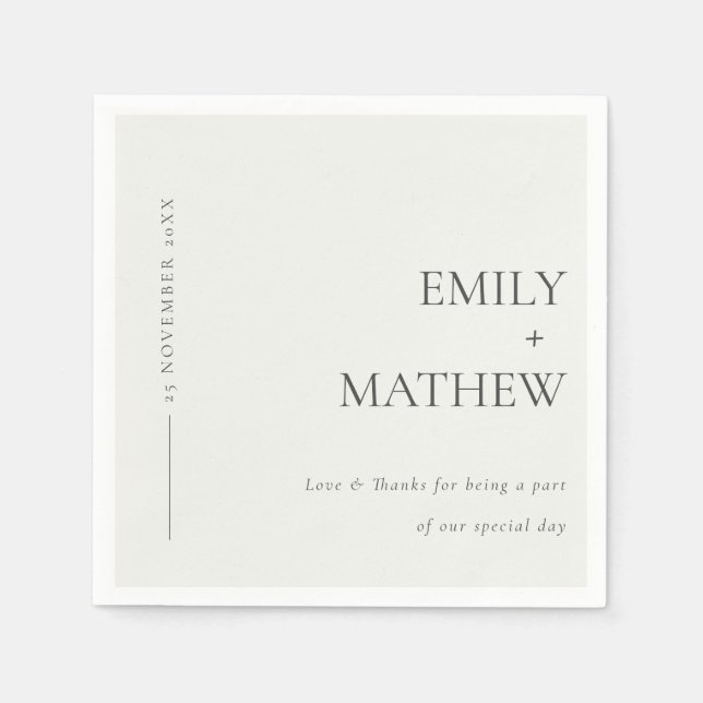 SERVIETTE EN PAPIER MODERNE MODERNE NOIR ET BLANC MARIAGE DE TYPOGRAPH (Devant)