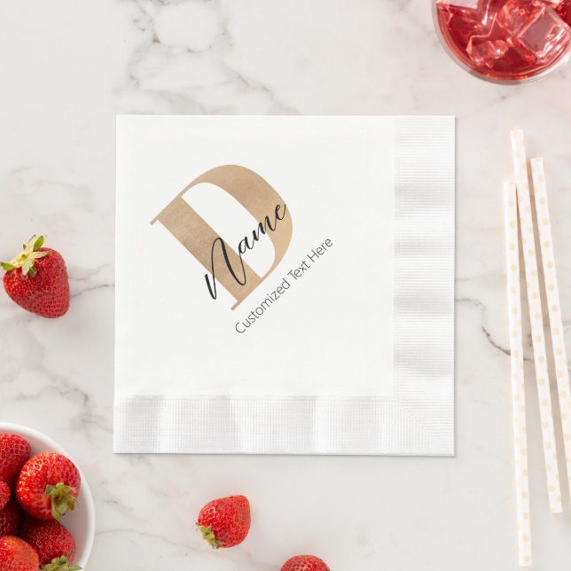 Serviette En Papier Moderne Monogramme Initiale D & Nom Personnalisé (En situation)