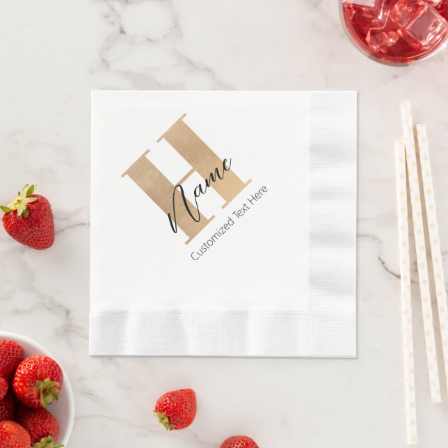 Serviette En Papier Moderne Monogramme Initiale H & Nom Personnalisé (En situation)