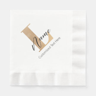 Serviette En Papier Moderne Monogramme Initiale L & Nom Personnalisé