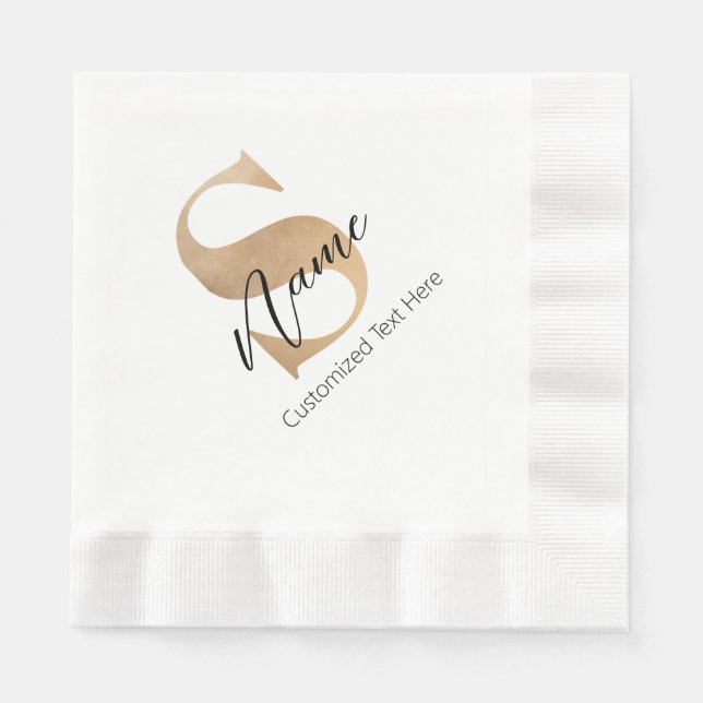 Serviette En Papier Moderne Monogramme Initiale S & Nom Personnalisé (Devant)