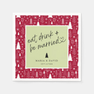 Serviette En Papier Moderne motif de Noël Manger Boire et Être Marié