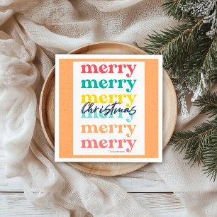 Serviette En Papier Moderne Noël orange étoiles dorées Coloré Joyeux N