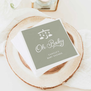 Serviette En Papier Moderne Oh Baby shower Sage Vert