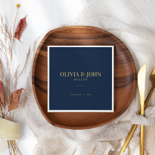 Serviette En Papier Moderne Personnalisé Avec Nom Mariage Réception