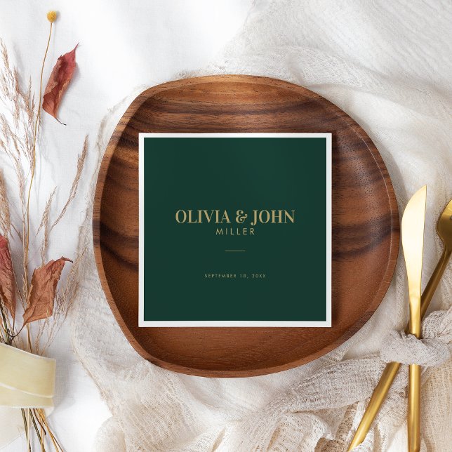 Serviette En Papier Moderne Personnalisé Avec Nom Mariage Réception (Créateur téléchargé)