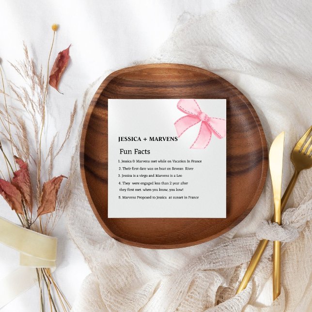 Serviette En Papier Moderne Pink Bow faits amusants mariages serviette (Créateur téléchargé)