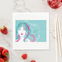 Moderne Pop Art femme Turquoise et rose cheveux
