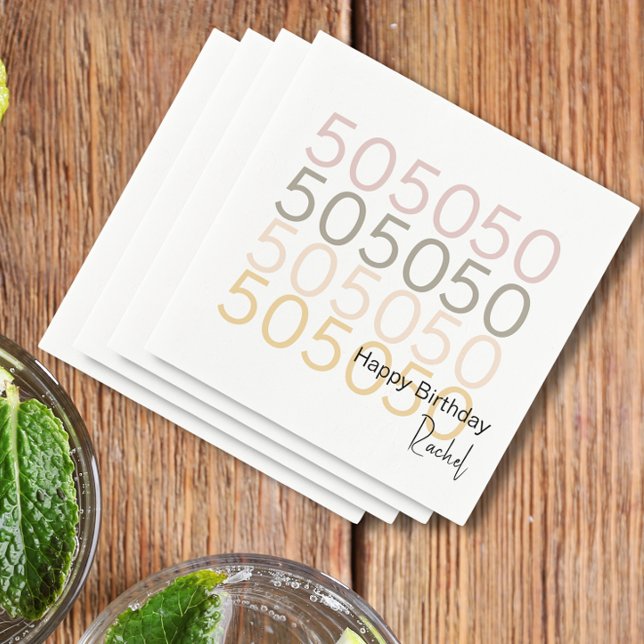 Serviette en papier moderne pour 50e anniversaire  (Simple Modern 50 Pattern Birthday Paper Napkin
)