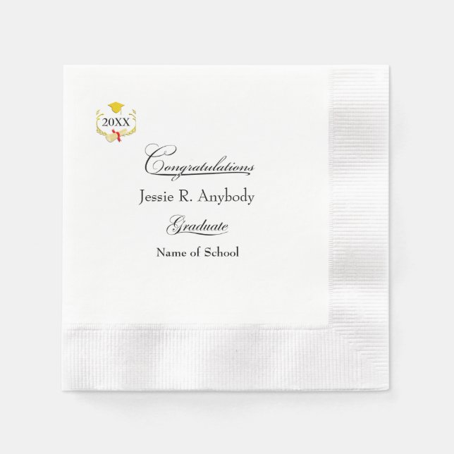 Serviette en papier moderne pour fête de fin d'étu (Devant)