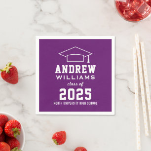 Serviette En Papier Moderne Purple Custom 2024 Graduation Party