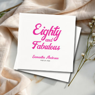 Serviette En Papier Moderne Quatre-Vingts et Incroyable Rose 80e Anniv