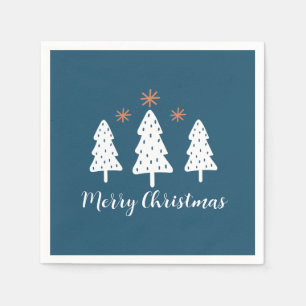 Serviette En Papier Moderne Simple Arbres de Noël et Étoiles Bleu