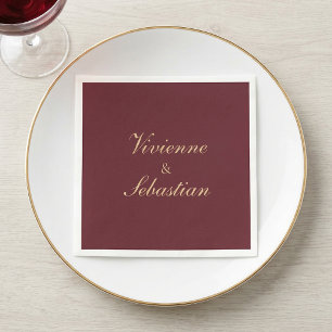 Serviette En Papier Moderne Simple Bourgogne Écriture Minimaliste Mari