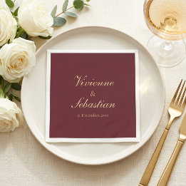 Serviette En Papier Moderne Simple Bourgogne Écriture Minimaliste Mari