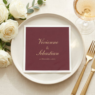 Serviette En Papier Moderne Simple Bourgogne Écriture Minimaliste Mari