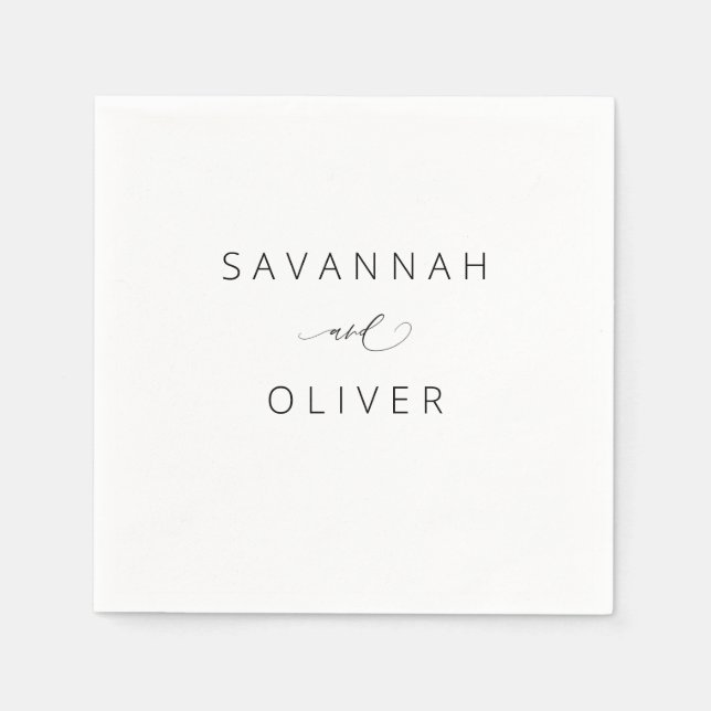 Serviette En Papier Moderne Simple Noir & Blanc (Devant)
