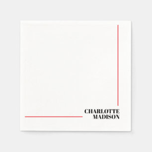 Serviette En Papier Moderne Simple Noir Blanc Tendance Minimaliste Sim