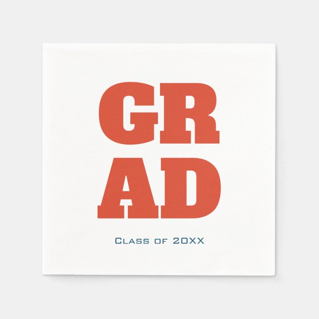 Serviette En Papier Moderne simple Typographie Graduation Rouge (Devant)
