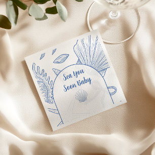 Serviette En Papier Moderne Sous L'Océan Vous Bientôt Bleu Garçon Baby