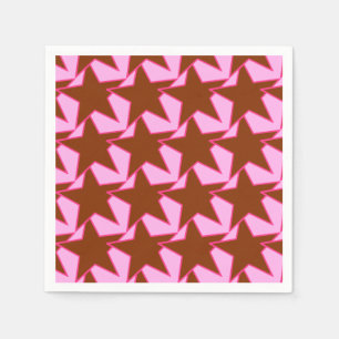 Serviette En Papier Moderne Star Géométrique - brun foncé et rose