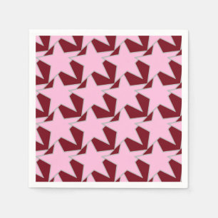Serviette En Papier Moderne Star Géométrique - rose et bordeaux