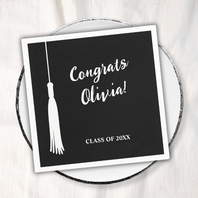 Serviette En Papier Moderne Tassel Grad 2024 Grad Grad Grad Grad Gradu (Modern 2024 Grad Tassel Personalized Graduation Napkins)