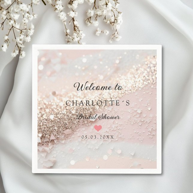 Serviette En Papier Moderne, tendance, Parties scintillant (Personalized Modern Glitter Bridal Shower Napkins)