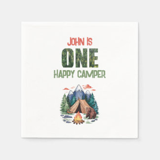 Serviette En Papier Moderne Un Joyeux Camper Aquarelle 1er anniversair