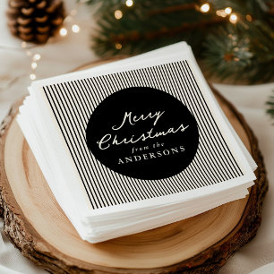 Serviette En Papier Modernes Noël rayé noir