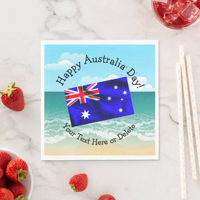 Serviette En Papier Modifier le texte Joyeuse fête de l'Australie Drap (En situation)
