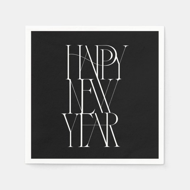 Serviette En Papier Modules modernes et typographiques Nappy New Year  (Devant)