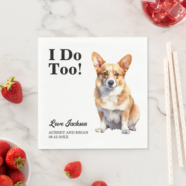 Serviette En Papier Moi aussi ! Mariage de chien Corgi (En situation)