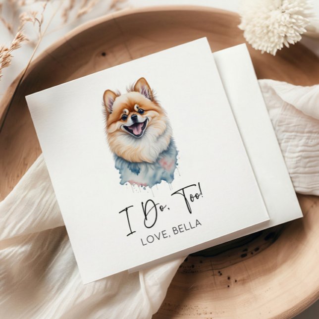 Serviette En Papier Moi Aussi ! Mariage Poméranien de chien (Créateur téléchargé)