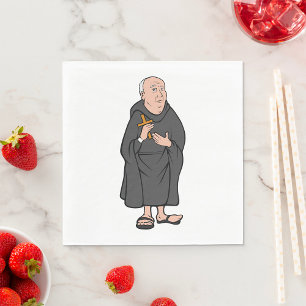 Serviette En Papier Moine tenant une croix en robe médiévale religieus