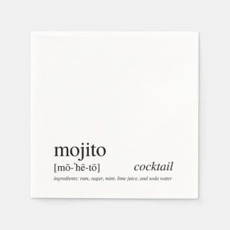 Serviette En Papier Mojito Citation Moderne Typographie Noire Cocktail