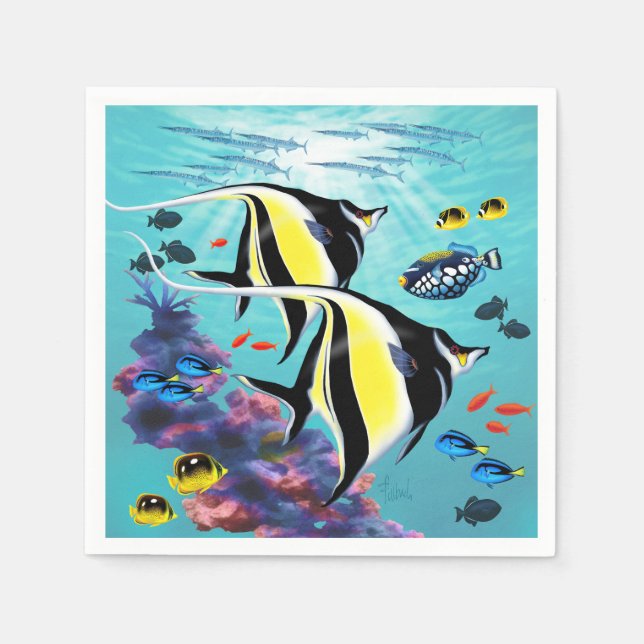 Serviette En Papier Molokini Cove Hawaiian Angel Poisson Tropical (Devant)