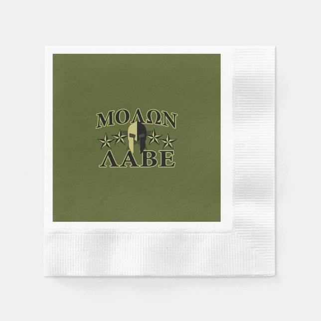 Serviette En Papier Molon Labe Spartan 5 étoiles Olive Green (Devant)