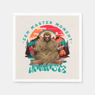 Serviette En Papier Moment de maître zen Bigfoot Art rétro de méditati