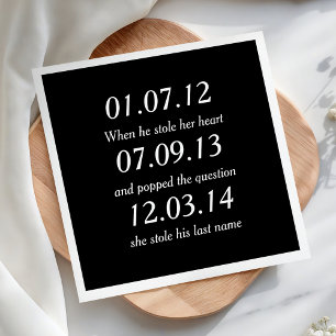 Serviette En Papier Moments Romantiques Dates Personnalisées Mariage S