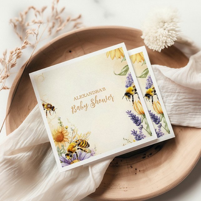 Serviette En Papier Mommy to Bee Wildflowers Baby Shower (Créateur téléchargé)