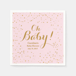 Serviette En Papier Mon bébé ! Baby shower Confetti rose et or