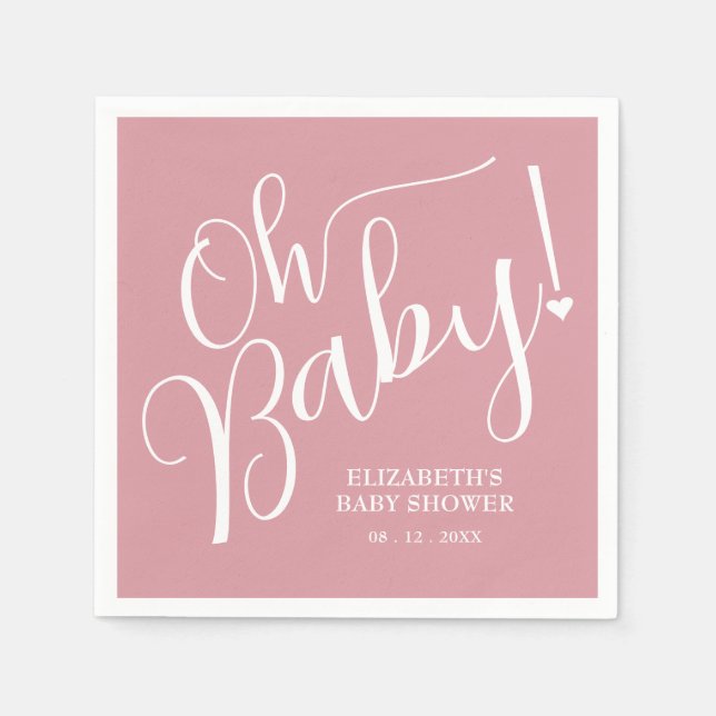 Serviette En Papier Mon bébé ! Baby shower rose fille (Devant)