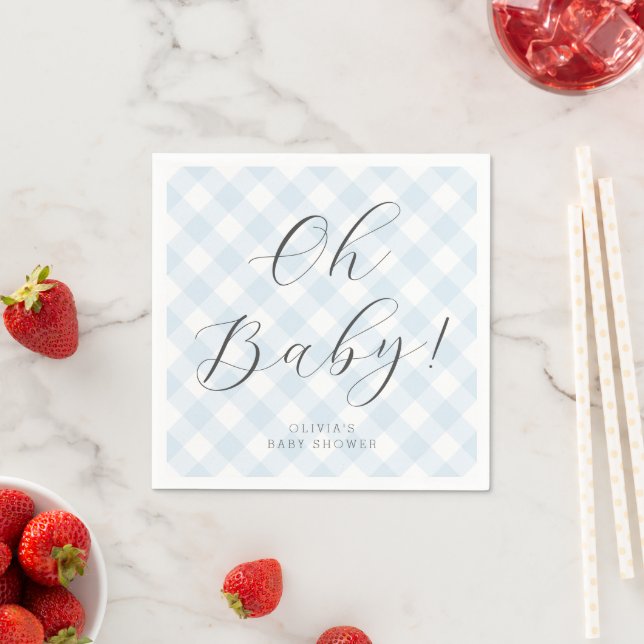 Serviette En Papier Mon bébé ! Sweet Baby Blue En vichy Baby shower Pa (En situation)