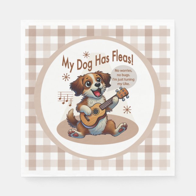 Serviette En Papier Mon Chien A Fleas Ukulele Tuning Chanson (Devant)