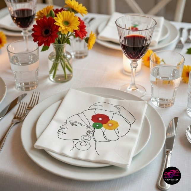 Serviette En Papier Mon Noir Est Beau (Culture at the table. Florals set. Pride in every detail.)