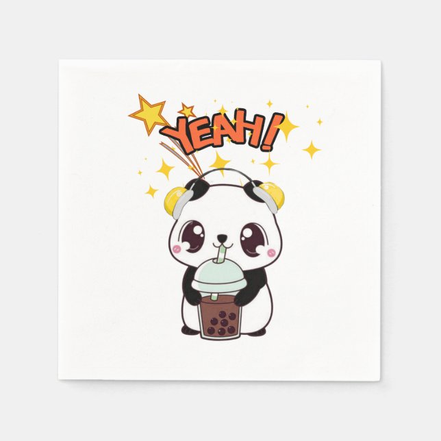 Serviette En Papier Mon Panda de Fête Mignon (Devant)